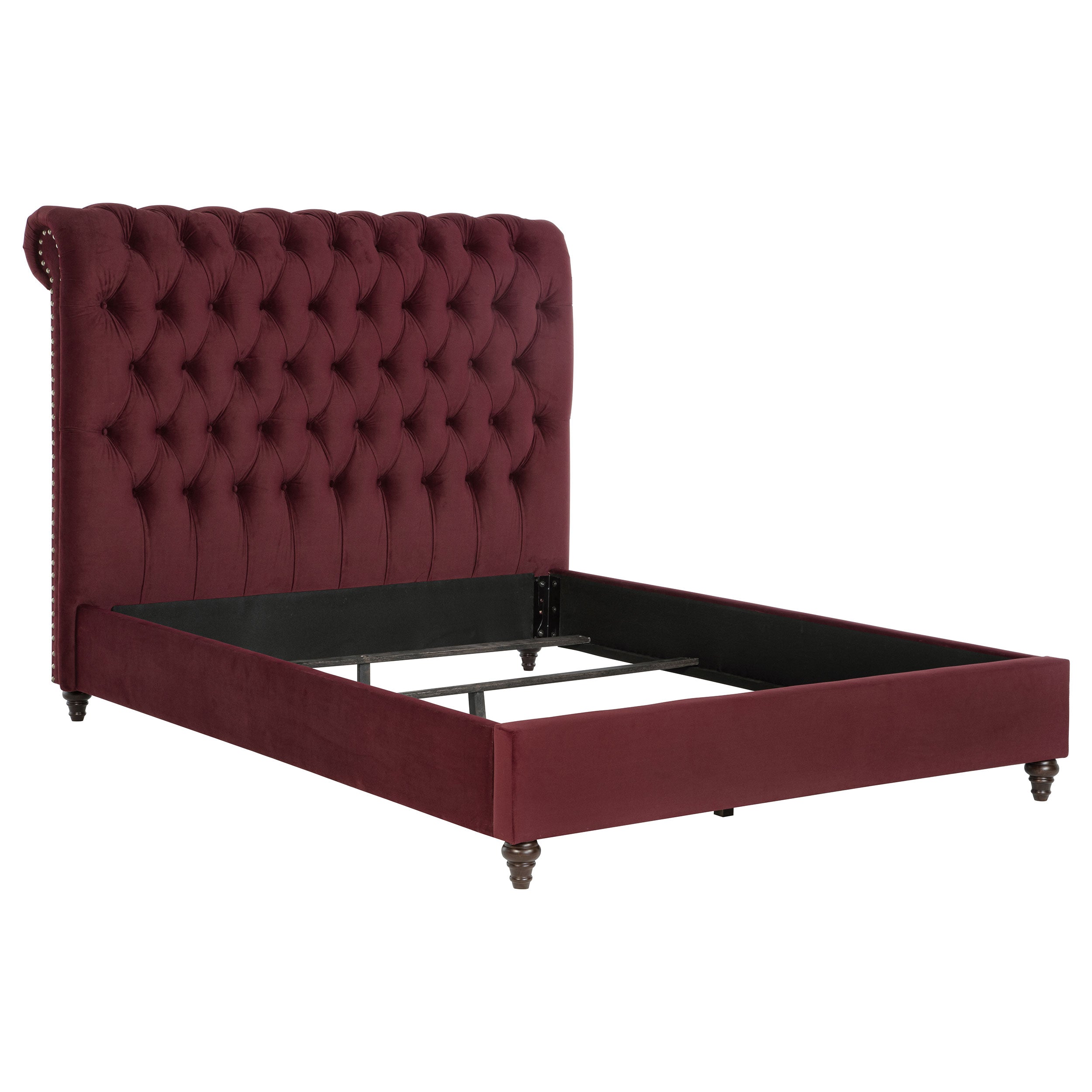 Devon 57-inch Upholstered Queen Panel Bed Wine Red — view 1