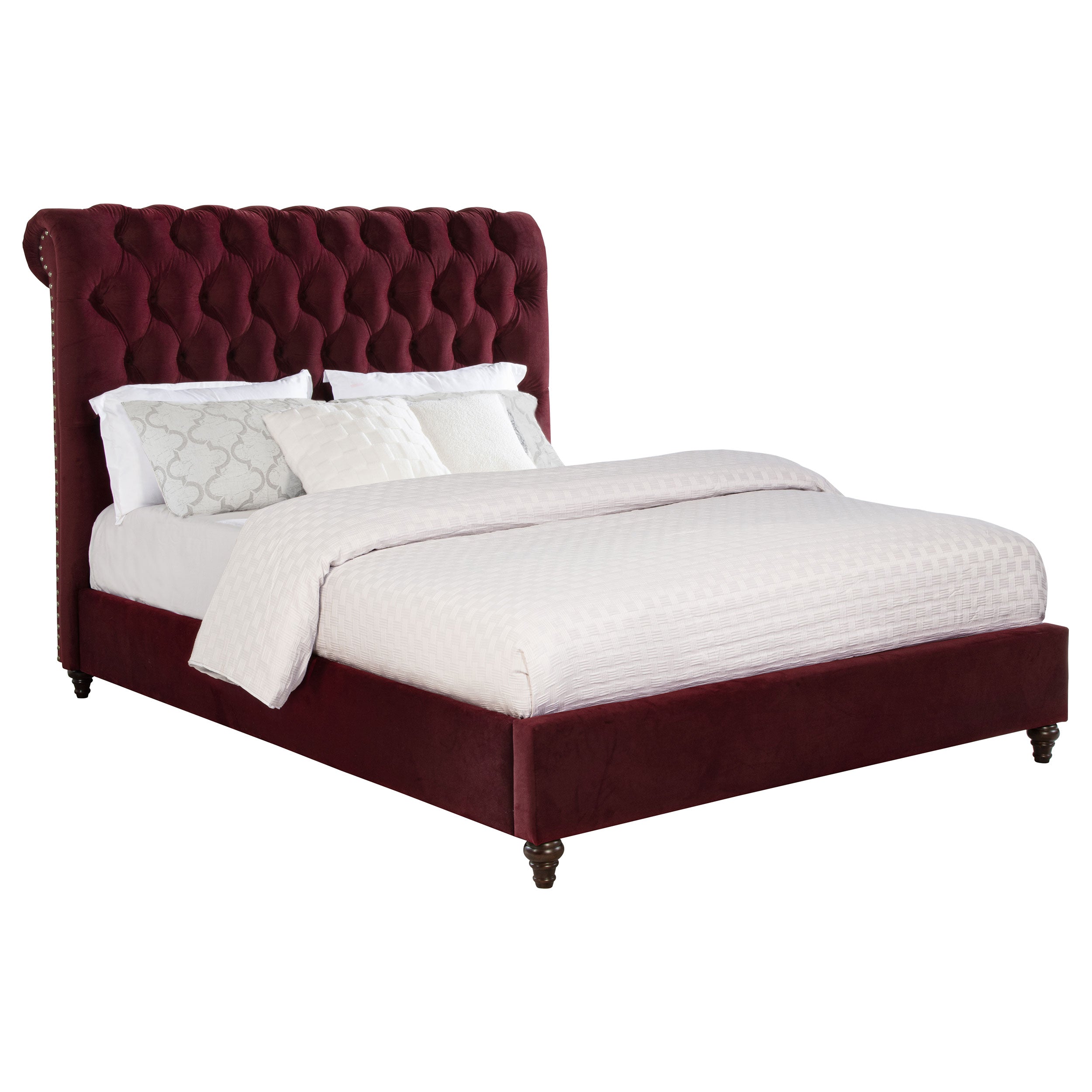 Devon 57-inch Upholstered Queen Panel Bed Wine Red — view 3