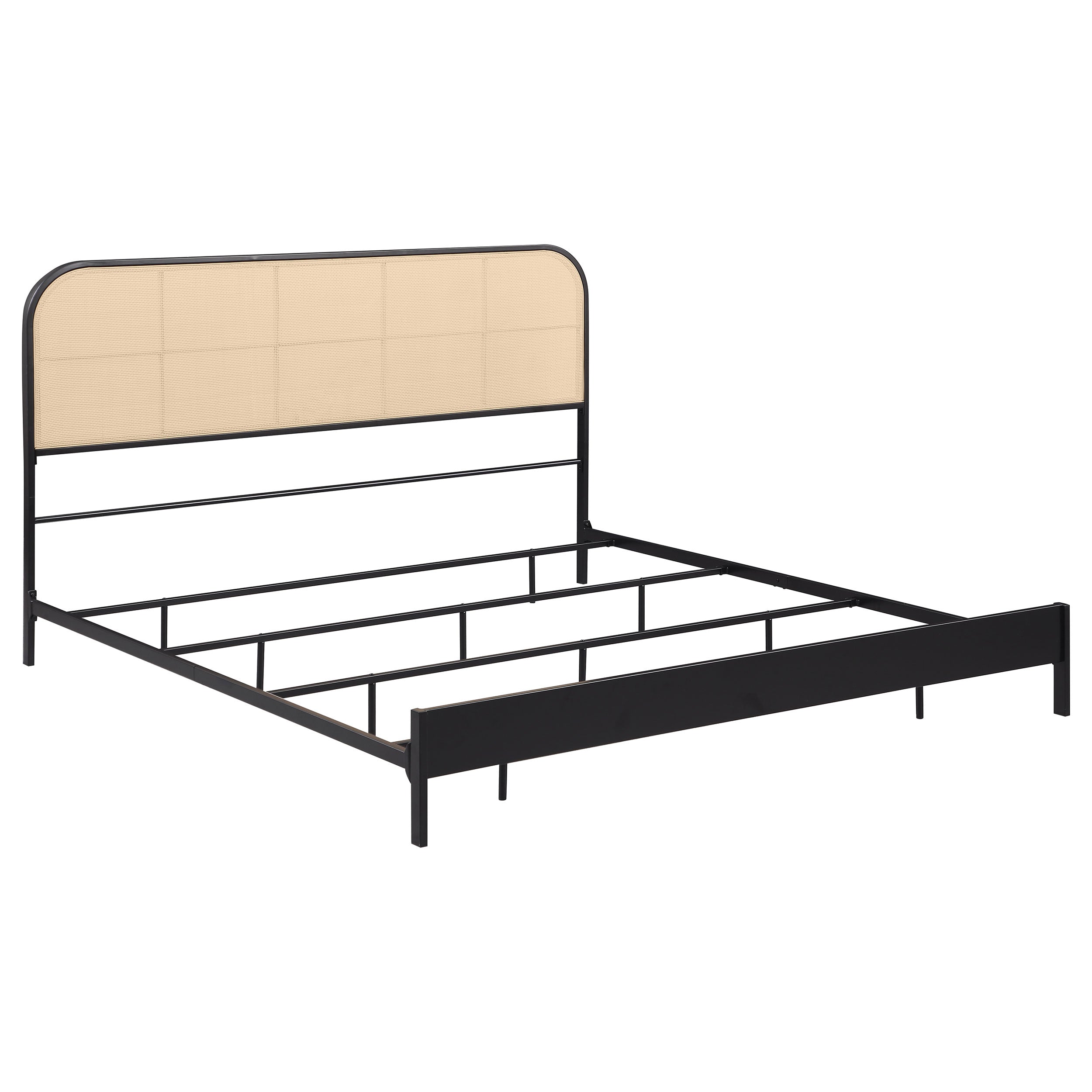 Amherst Radio Weave Rattan Metal Eastern King Bed Black — view 1