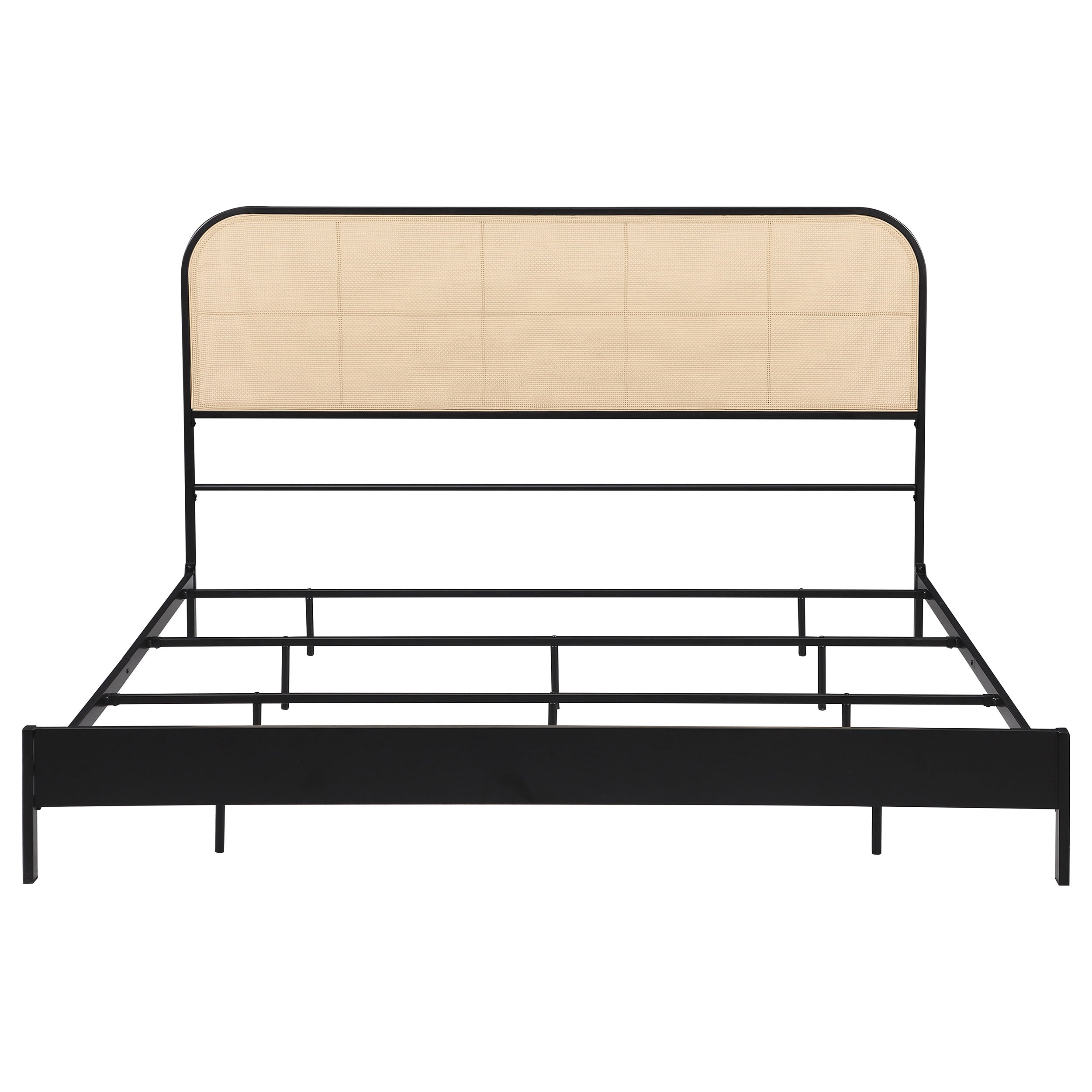 Amherst Radio Weave Rattan Metal Eastern King Bed Black — view 3