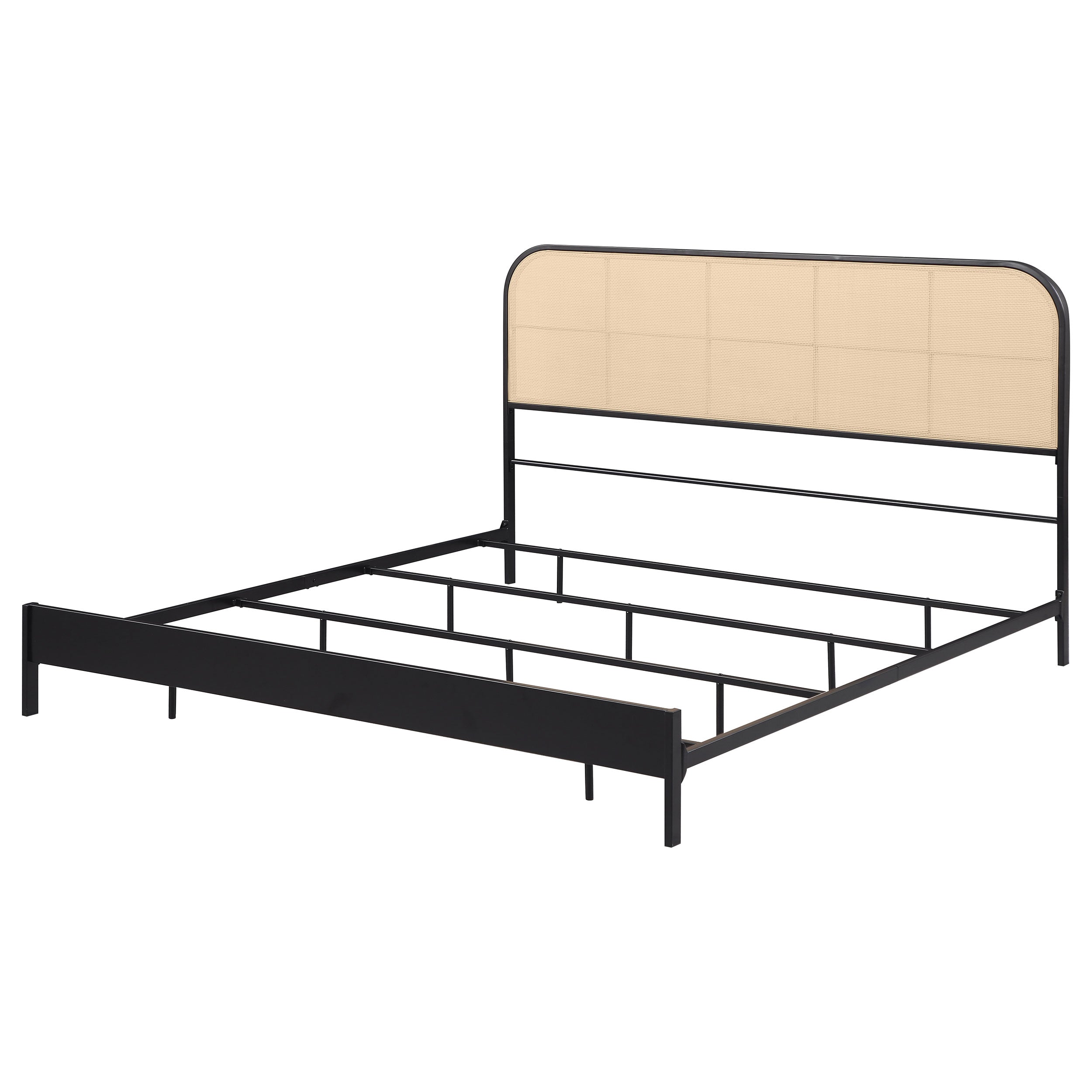 Amherst Radio Weave Rattan Metal Eastern King Bed Black — view 4