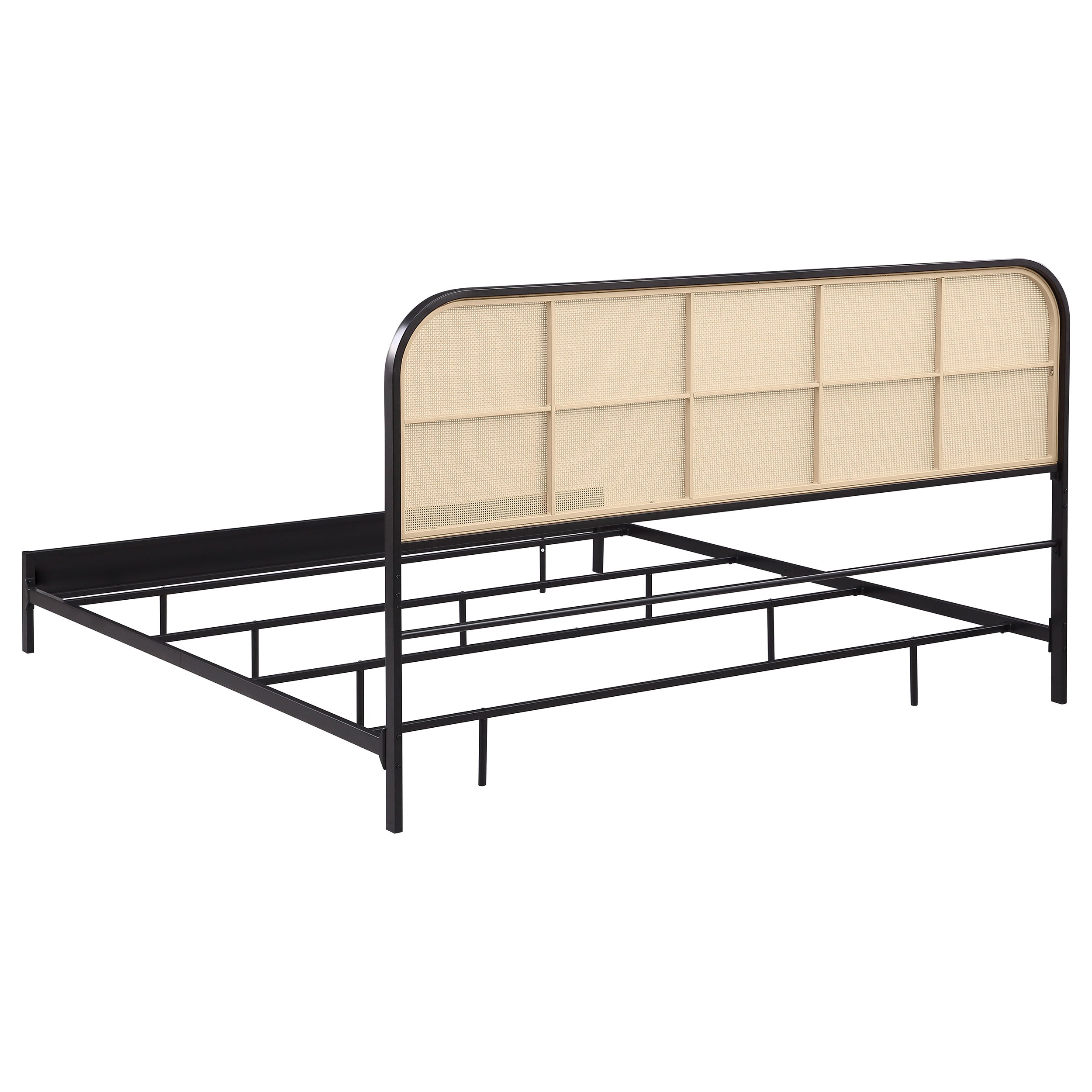 Amherst Radio Weave Rattan Metal Eastern King Bed Black — view 6