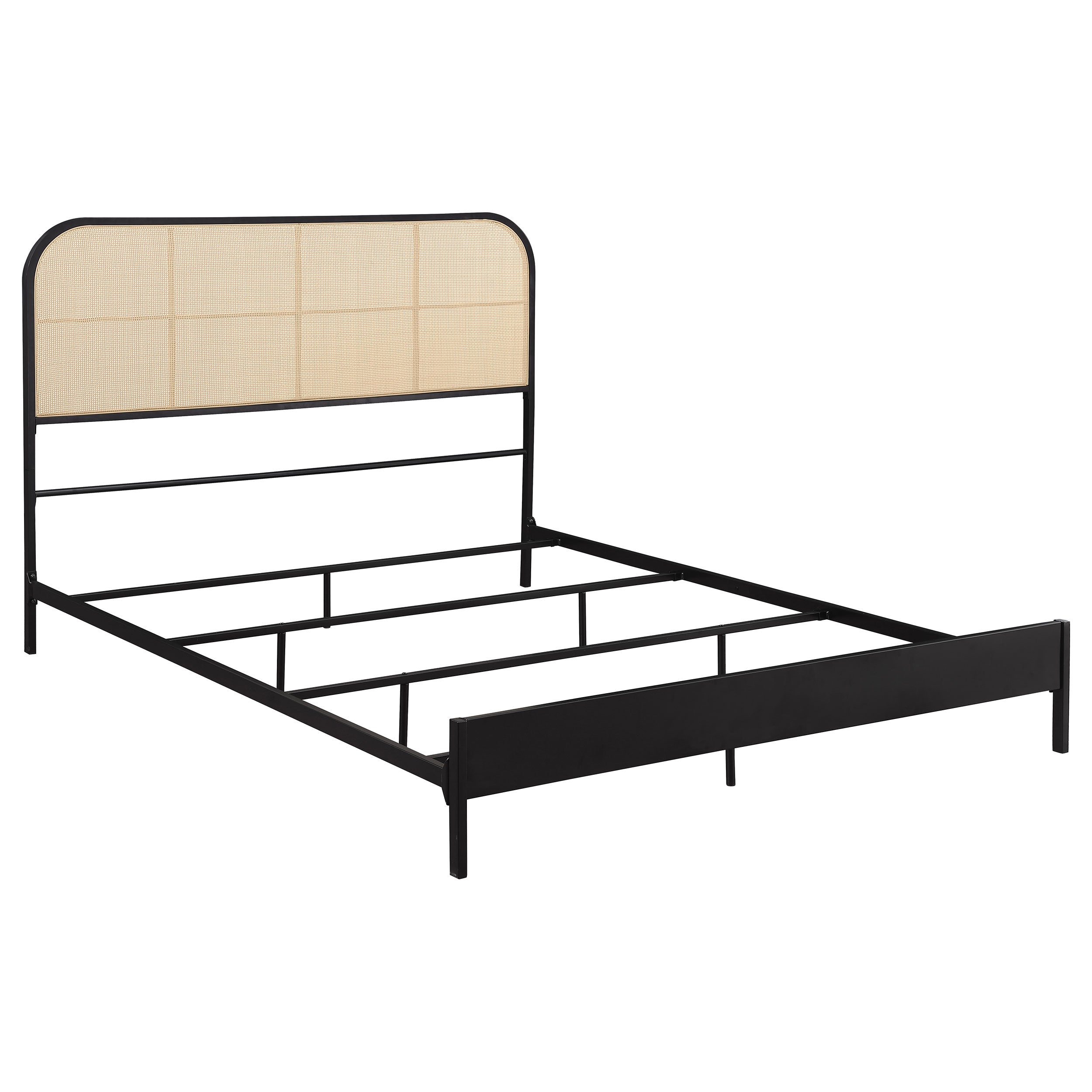 Amherst Radio Weave Rattan Metal Queen Bed Black — view 1