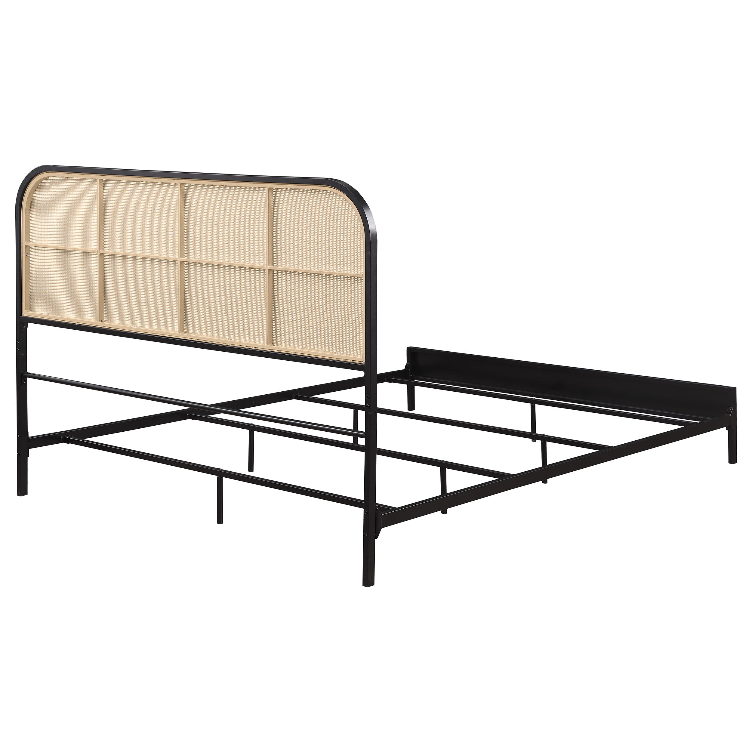 Amherst Radio Weave Rattan Metal Queen Bed Black — view 7