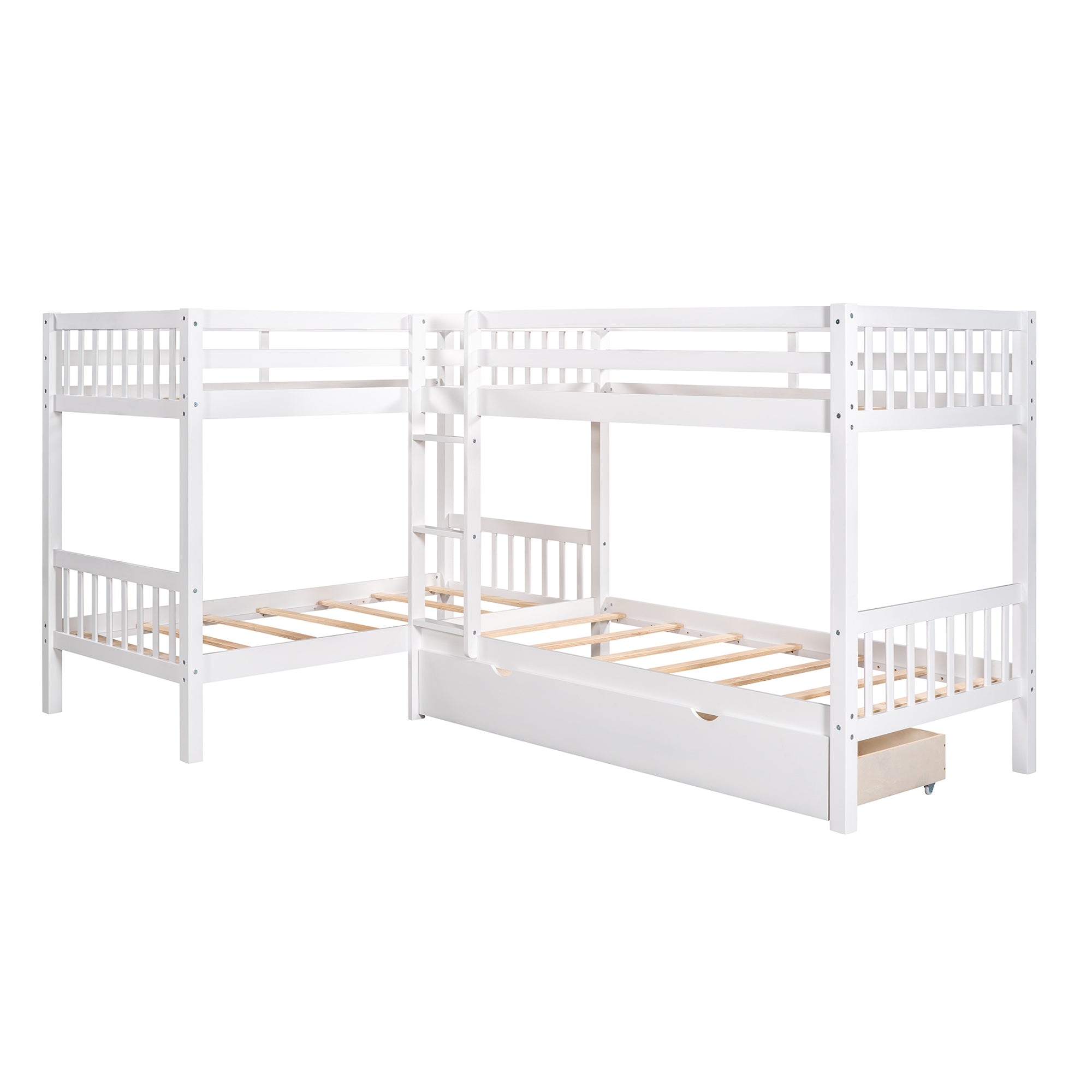 Twin L-Shaped Bunk bed with Drawers-Gray(OLD SKU :LP000038AAK) - Atlantic Fine Furniture Melbourne FL