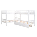 Twin L-Shaped Bunk bed with Drawers-Gray(OLD SKU :LP000038AAK)