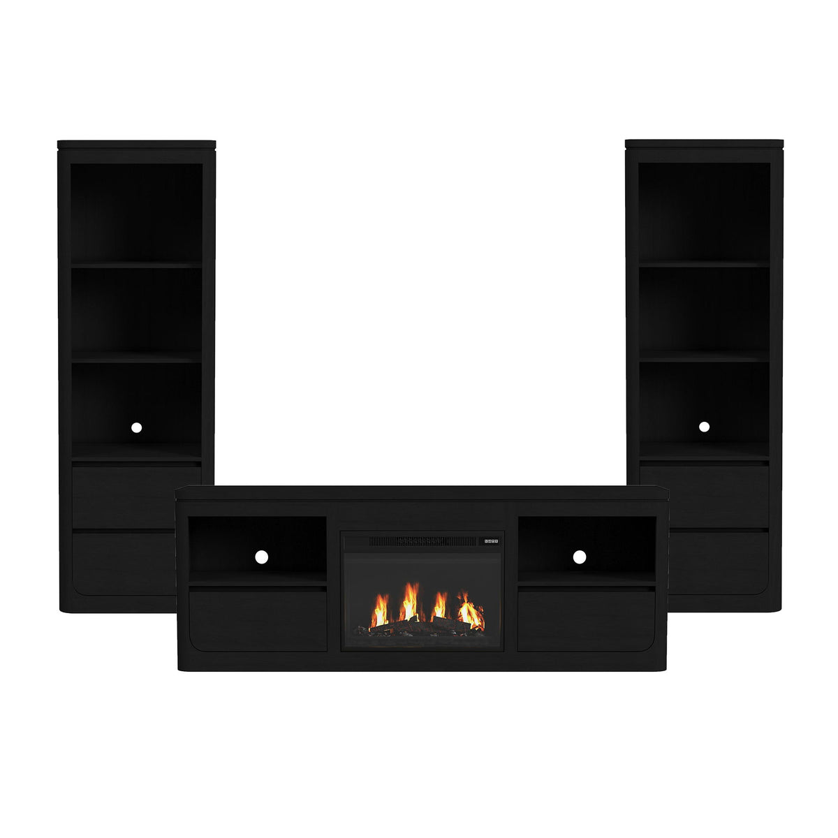 Rosalie Entertainment Unit With 71" TV Console in Black by Elements International, view 2