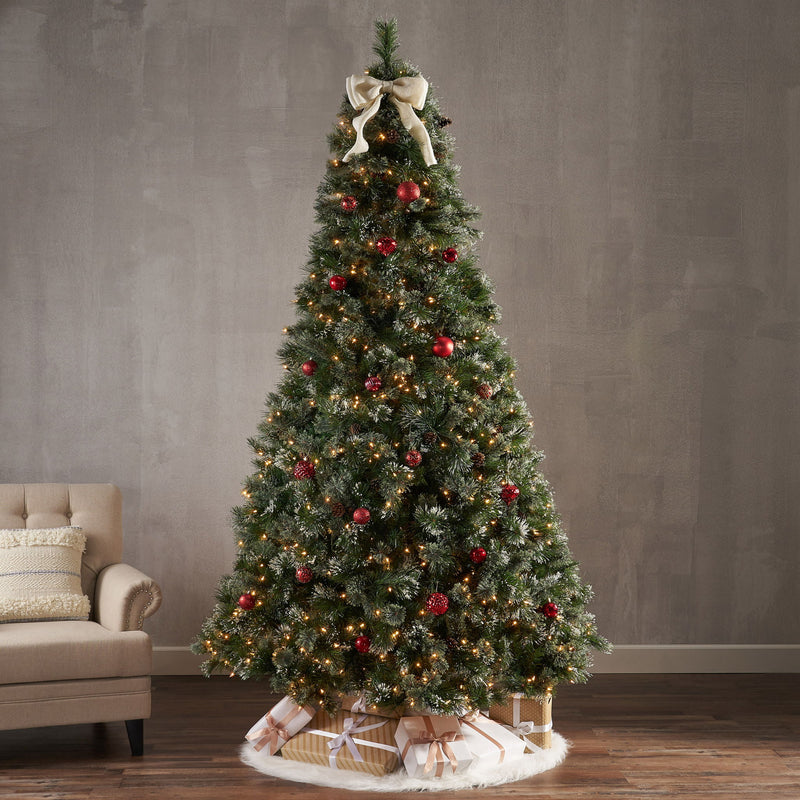 Cashmere And Snow Bristle Mixed Christmas Tree With Pine Cones - Green