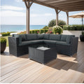 6 Pieces PE Rattan Sectional Outdoor Furniture Cushioned Sofa Set Wicker