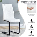 Modern dining chairs with faux leather upholstered seats - dining room chairs with metal legs, suitable for kitchen, living room, bedroom, dining room side chairs, set of 6 pieces (white+PU leather)