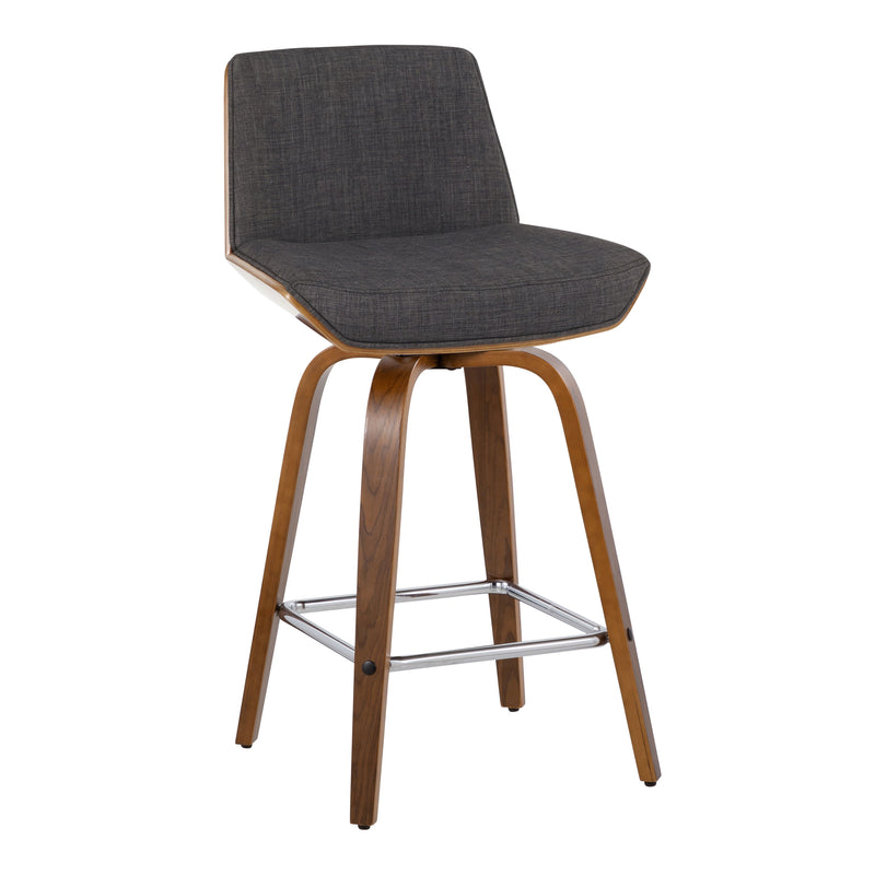 Corazza - Mid Century Modern Fixed Height Counter Stool With Swivel And Square Footrest (Set of 2)