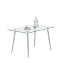 Thick Tempered Glass Top Dining Table & Stainless Steel Legs - Silver