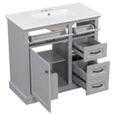 36" Bathroom Vanity With Sink, 2 Tip Out Drawers, Soft Close Hinges