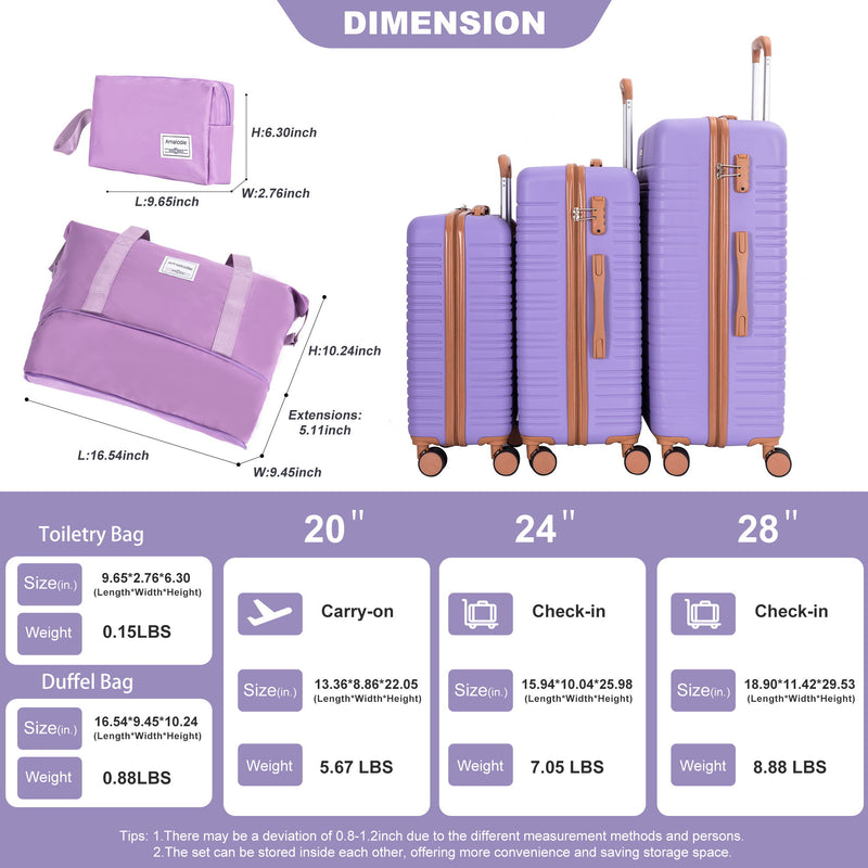 5 Piece Set Hard Case Spinner Wheels Luggage Sets With Tsa Lock