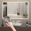 Modern LED Bathroom Vanity Mirror With Aluminum Frame, 45° Beveled Lights, Anti Fog - Silver