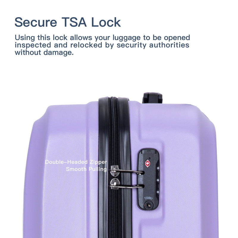 3 Piece Luggage Sets Lightweight Suitcase With Two Hooks, Spinner Wheels, Tsa Lock, Durable Hard Shell