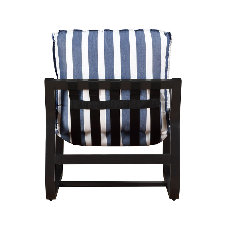 Asa - Outdoor Sling Chair With Reversible Cushions And Stripe Fabric - Blue / White Stripes