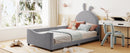 Twin Size Upholstered Daybed with Rabbit Ear Shaped Headboard, Gray