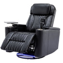 270° Power Swivel Recliner Home Theater Chair With Hidden Arm Storage, LED Light, Cup Holder, And Tray Table