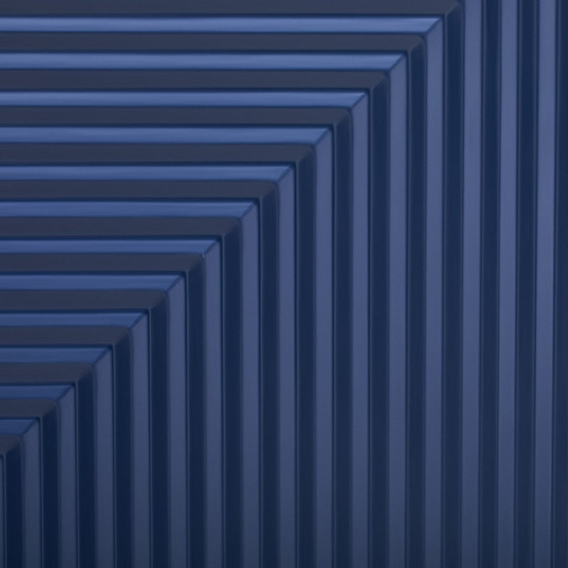 Side Cabinet With Adjustable Shelves And Geometric Door Panels - Navy Blue
