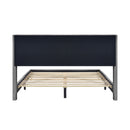 Queen Size Corduroy Platform Bed with Metal Legs, Gray