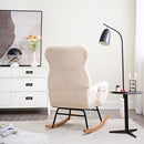 Modern Teddy Fabric Rocking Chair With High Backrest And Armrests Lounge Accent Chair For Living Room - Beige