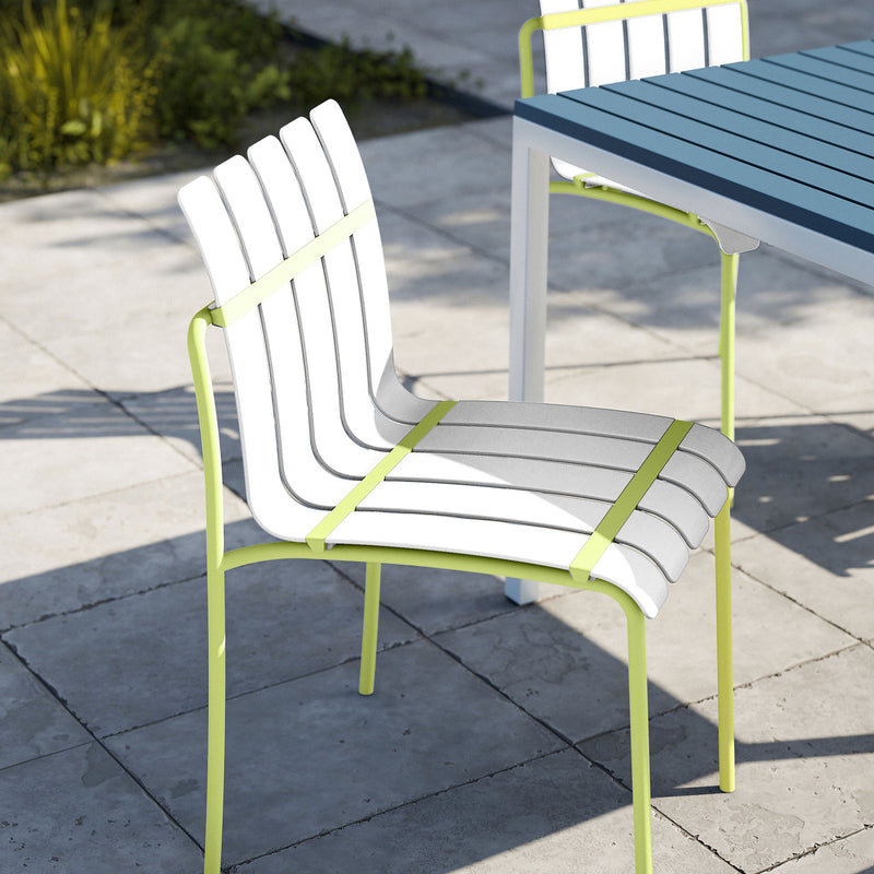 4 Piece Set Of Modern Color Block Designed Single Chairs, UV Resistant And Rust Proof - Grain Yellow / White
