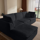Cloud Sectional Couch, Convertible With Ottoman, 3 Seater Modular Design