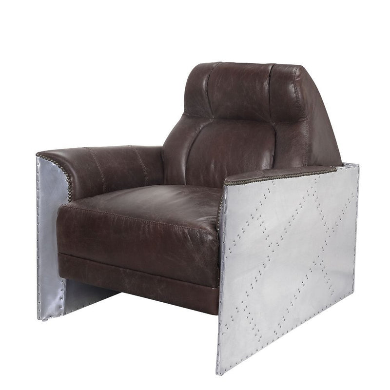 Brancaster - Accent Chair - Espresso Top Grain Leather & Aluminum