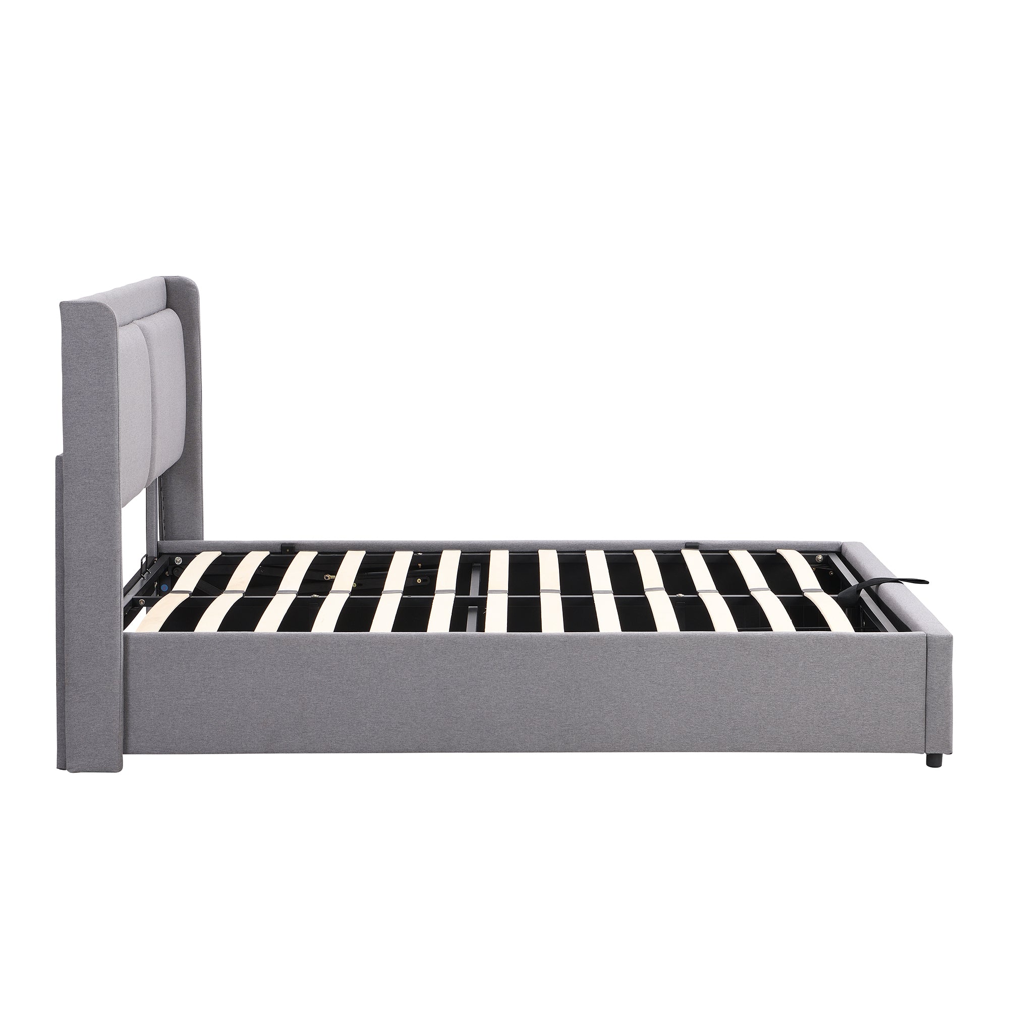 Queen Size Storage Upholstered Hydraulic Platform Bed with 2 Drawers, Gray - Atlantic Fine Furniture Melbourne FL