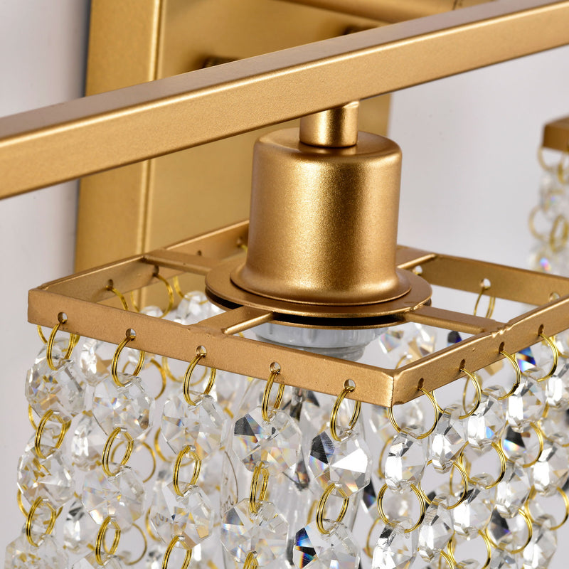 4 Light Bathroom Light, Modern Vanity Lights With Crystal Shade, Vintage Light Fixture Bathroom Over Mirror Wall Lights For Kitchen Dinning Room Bedroom Hallway (Does Not Include Light Bulbs) - Gold