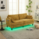 Chenille 2 Seater Sofa With LED Light, USB Charging Port, And Storage Bag