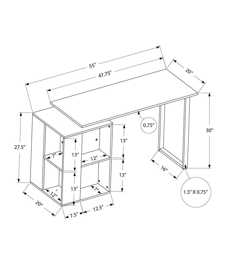 Computer Desk, Home Office, Left, Right Set-Up, Storage Shelves, Work, Laptop, Contemporary, Modern