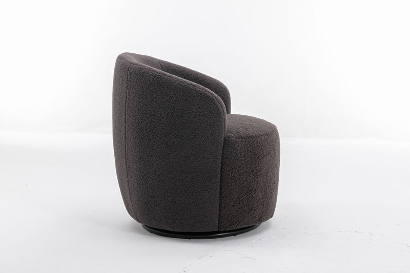 Teddy Fabric Swivel Accent Armchair Barrel Chair With Powder Coating Metal Ring