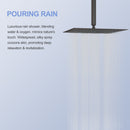 16" Square Rainfall Shower Head Fixed Wall Mount With Full Body Coverage & Self Cleaning Silicone Nozzles