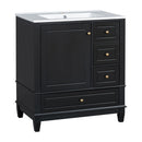 30" Bathroom Vanity With Sink, 1 Door With Shelf And 3 Drawers, Soft Close Door - Black