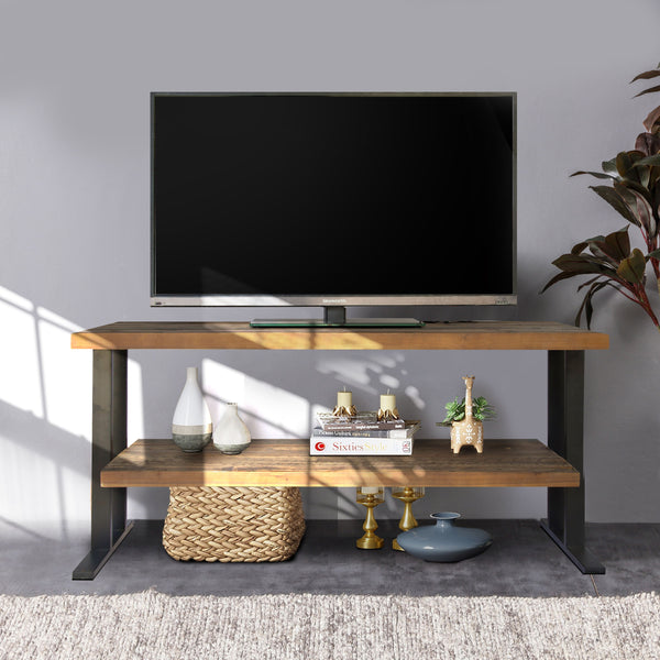 Media Console Table With One Shelf To Your Home Decor - Natural / Black