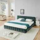 Modern Platform Bed Frame With Thick Chenille Fabric