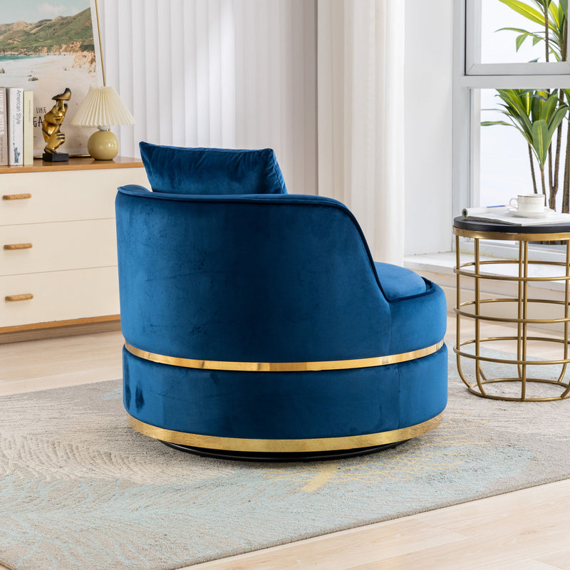 360° Swivel Accent Chair Velvet Modern Upholstered Barrel Chair Over-Sized Soft Chair With Seat Cushion For Living Room