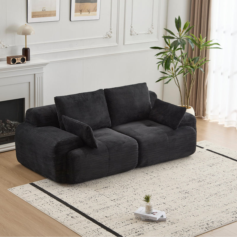 Compressed Sofa, 2 Seater Large Sectional Couches For Living Room - Black