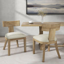 Contemporary Fabric Upholstered Side Dining Chairs Set With Curved Back