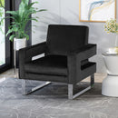 Modern Glam Club Arm Chair With Velvet Upholstery And Stainless Steel Legs - Black
