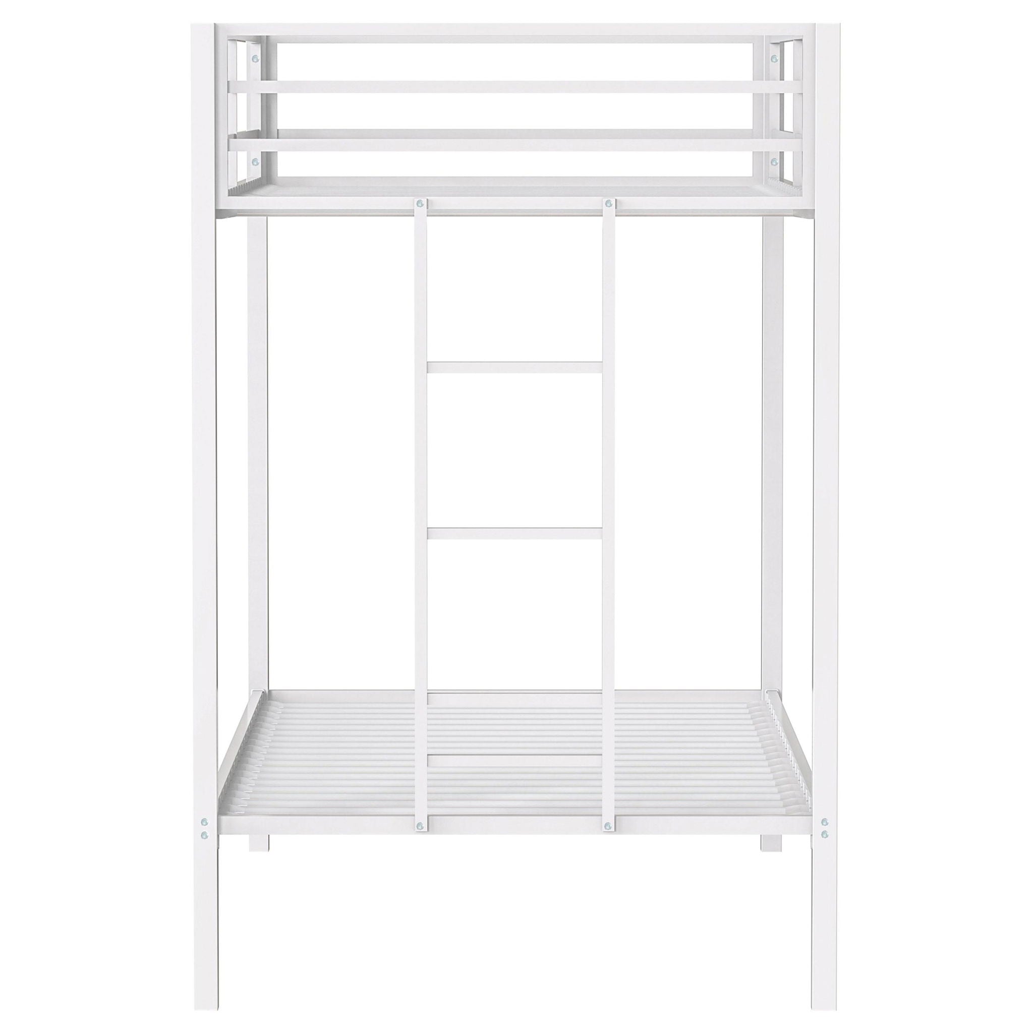 Alevera Metal Twin Over Twin Bunk Bed with Ladder White