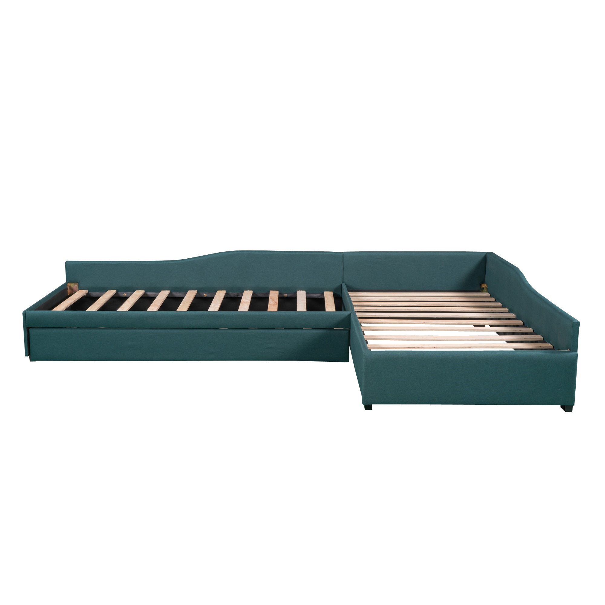 Upholstered Double Twin Size Daybed with Trundle and Drawer, Green - Atlantic Fine Furniture Melbourne FL