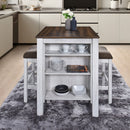 3 Pieces Counter Set Storage Space For Small Space Modern Farmhouse Design Retro Design Easy To Assembly - Antique Dark Oak / Antique White