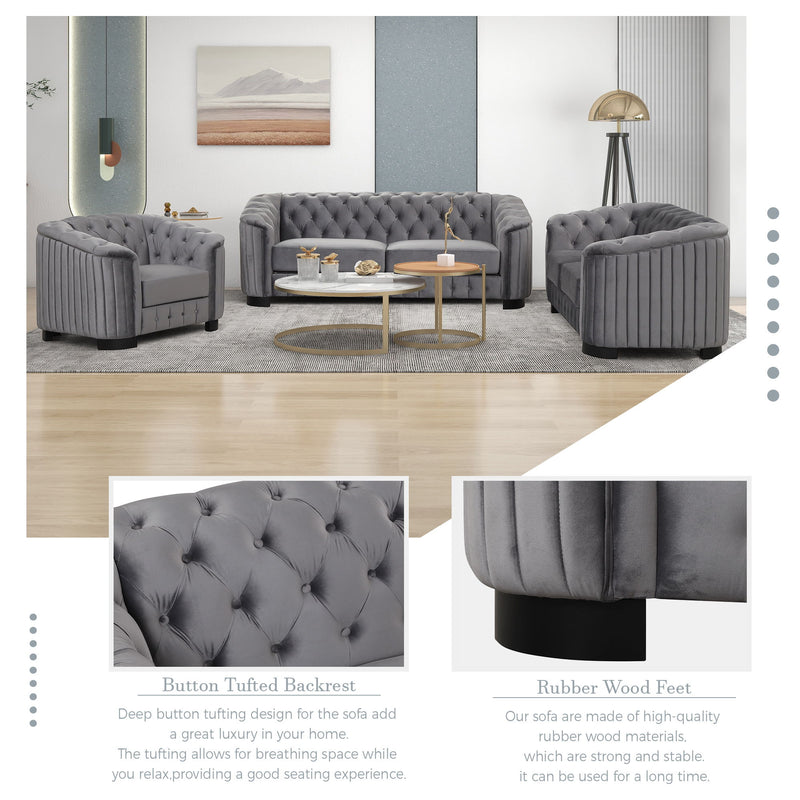 Sofa With Thick Removable Seat Cushion, 3 Seater