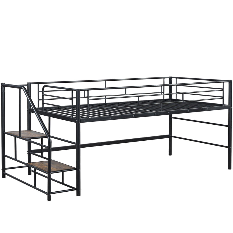 Loft Bed With Storage Stairs And Metal Frame