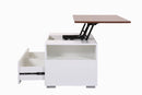 Luna - Coffee Table With Walnut Finish Lift Top, 2 Drawers, And 2 Shelves - White And Brown