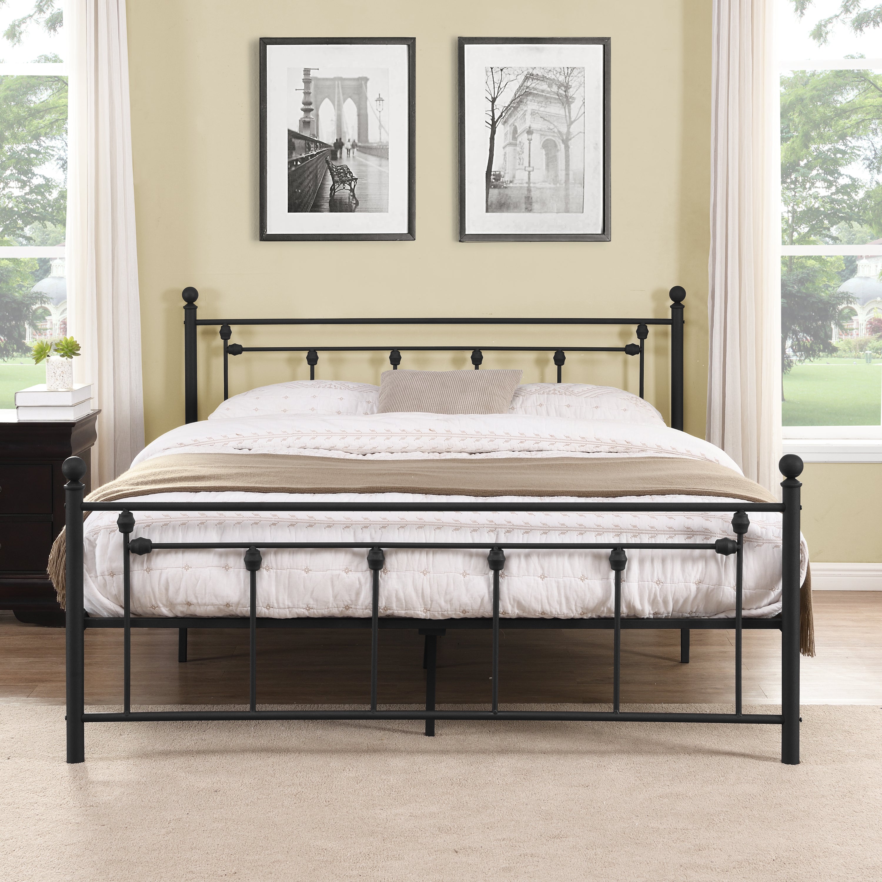 Queen Size Metal Bed Frame with Headboard and Footboard (black) - Atlantic Fine Furniture Melbourne FL