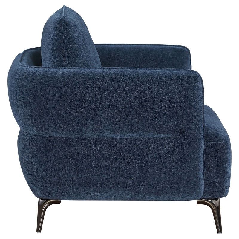 Lively - Chenille Upholstered Modern Track Arm Chair - Blue